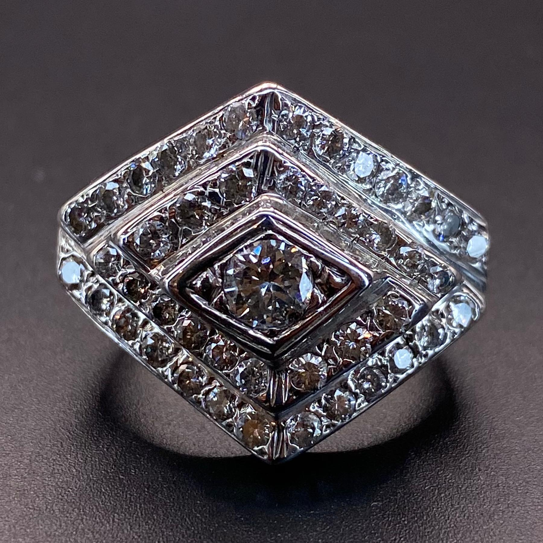Sortija vintage de diamantes con montura en oro blanco - Del Paramo Vintage  Joyas